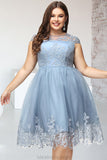 Paisley A-line Scoop Knee-Length Lace Tulle Homecoming Dress With Sequins STKP0020579