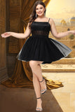 Skye A-line Square Short/Mini Satin Tulle Homecoming Dress STKP0020491