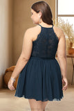 Kaleigh A-line V-Neck Short/Mini Chiffon Lace Homecoming Dress STKP0020502