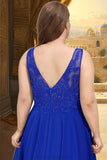 Selena A-line V-Neck Knee-Length Chiffon Lace Homecoming Dress STKP0020589