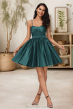 Bella A-line Sweetheart Short/Mini Satin Homecoming Dress STKP0020497