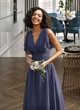 Jazmin A-Line V-neck Floor-Length Bridesmaid Dress STKP0012770