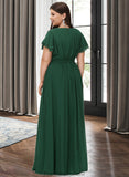 Nicky A-Line Scoop Neck Floor-Length Bridesmaid Dress With Ruffle STKP0012773