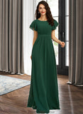 Nicky A-Line Scoop Neck Floor-Length Bridesmaid Dress With Ruffle STKP0012773