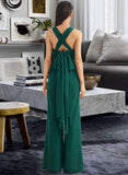 Alia Jumpsuit/Pantsuit One-Shoulder Halter V-neck High Neck Floor-Length Bridesmaid Dress With Ruffle STKP0012777