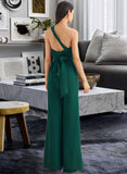 Alia Jumpsuit/Pantsuit One-Shoulder Halter V-neck High Neck Floor-Length Bridesmaid Dress With Ruffle STKP0012777