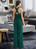 Alia Jumpsuit/Pantsuit One-Shoulder Halter V-neck High Neck Floor-Length Bridesmaid Dress With Ruffle STKP0012777