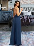 Skye A-Line V-neck Floor-Length Bridesmaid Dress With Split Front STKP0012780