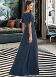 Caitlin A-Line V-neck Floor-Length Bridesmaid Dress With Split Front STKP0012781