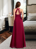 Penelope A-Line V-neck Floor-Length Bridesmaid Dress STKP0012785