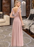 Alondra Empire V-Neck Floor-Length Chiffon Bridesmaid Dress With Cascading Ruffles STKP0012790