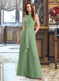 Jaylin Jumpsuit/Pantsuit High Neck Floor-Length Bridesmaid Dress With Bow(s) STKP0012792