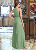 Jaylin Jumpsuit/Pantsuit High Neck Floor-Length Bridesmaid Dress With Bow(s) STKP0012792