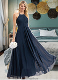 Nevaeh A-Line Scoop Neck Floor-Length Chiffon Bridesmaid Dress With Ruffle STKP0012793