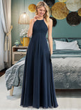 Nevaeh A-Line Scoop Neck Floor-Length Chiffon Bridesmaid Dress With Ruffle STKP0012793