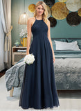 Nevaeh A-Line Scoop Neck Floor-Length Chiffon Bridesmaid Dress With Ruffle STKP0012793