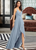 Tina A-Line V-neck Asymmetrical Bridesmaid Dress STKP0012794