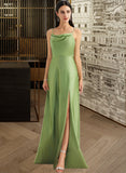 Laura A-Line Cowl Neck Floor-Length Bridesmaid Dress With Split Front STKP0012796