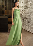 Laura A-Line Cowl Neck Floor-Length Bridesmaid Dress With Split Front STKP0012796