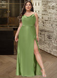 Laura A-Line Cowl Neck Floor-Length Bridesmaid Dress With Split Front STKP0012796