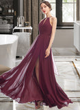 Mallory A-Line Halter Floor-Length Bridesmaid Dress With Split Front STKP0012798