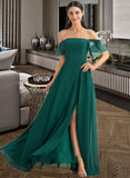 Liana A-Line Off-the-Shoulder Floor-Length Bridesmaid Dress With Split Front STKP0012802