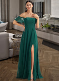 Liana A-Line Off-the-Shoulder Floor-Length Bridesmaid Dress With Split Front STKP0012802