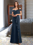 Itzel A-Line Off-the-Shoulder Floor-Length Bridesmaid Dress With Ruffle STKP0012807