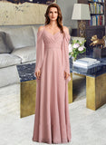 Journey A-Line V-neck Floor-Length Bridesmaid Dress STKP0012810