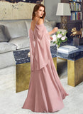 Journey A-Line V-neck Floor-Length Bridesmaid Dress STKP0012810