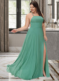 Brittany A-Line Square Neckline Floor-Length Chiffon Bridesmaid Dress STKP0012811