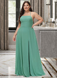 Brittany A-Line Square Neckline Floor-Length Chiffon Bridesmaid Dress STKP0012811