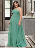 Brittany A-Line Square Neckline Floor-Length Chiffon Bridesmaid Dress STKP0012811