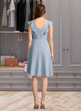 Elyse A-Line V-neck Knee-Length Bridesmaid Dress With Ruffle STKP0012812