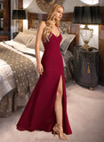 Louise Trumpet/Mermaid V-neck Floor-Length Bridesmaid Dress With Split Front STKP0012814