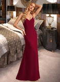 Louise Trumpet/Mermaid V-neck Floor-Length Bridesmaid Dress With Split Front STKP0012814