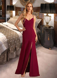 Louise Trumpet/Mermaid V-neck Floor-Length Bridesmaid Dress With Split Front STKP0012814