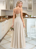 Kiersten A-Line Scoop Neck Floor-Length Chiffon Lace Bridesmaid Dress With Pockets STKP0012817