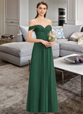 Lilah A-line Off the Shoulder Floor-Length Chiffon Bridesmaid Dress With Ruffle STKP0012825