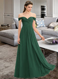 Lilah A-line Off the Shoulder Floor-Length Chiffon Bridesmaid Dress With Ruffle STKP0012825