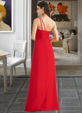 Karen A-Line One-Shoulder Floor-Length Bridesmaid Dress With Ruffle Split Front STKP0012827