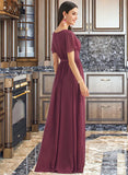 Arianna A-Line V-neck Floor-Length Bridesmaid Dress With Split Front STKP0012829