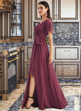 Arianna A-Line V-neck Floor-Length Bridesmaid Dress With Split Front STKP0012829