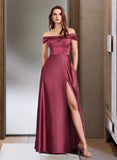 Ashlyn A-Line Off-the-Shoulder Floor-Length Bridesmaid Dress With Split Front STKP0012845