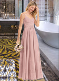 Tabitha A-LineV-neckFloor-LengthChiffonBridesmaidDressWithRuffle#251358 STKP0012849