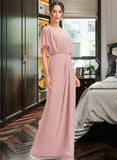 Hadassah Sheath/Column Floor-Length Bridesmaid Dress With Split Front STKP0012851