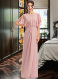 Hadassah Sheath/Column Floor-Length Bridesmaid Dress With Split Front STKP0012851