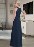 Skyler A-Line Scoop Neck Floor-Length Chiffon Bridesmaid Dress With Ruffle STKP0012861