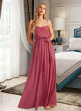 Lexie A-Line Cowl Neck Floor-Length Bridesmaid Dress With Ruffle Split Front STKP0012862