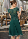 Raquel A-Line Scoop Neck Knee-Length Chiffon Lace Bridesmaid Dress With Sequins STKP0012863